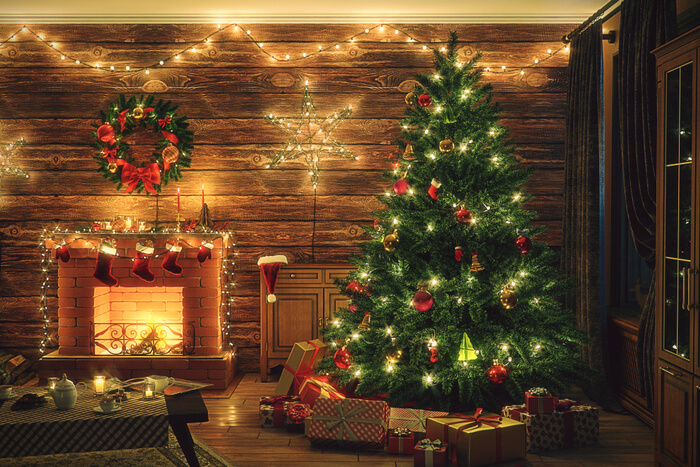 Log cabin christmas decor