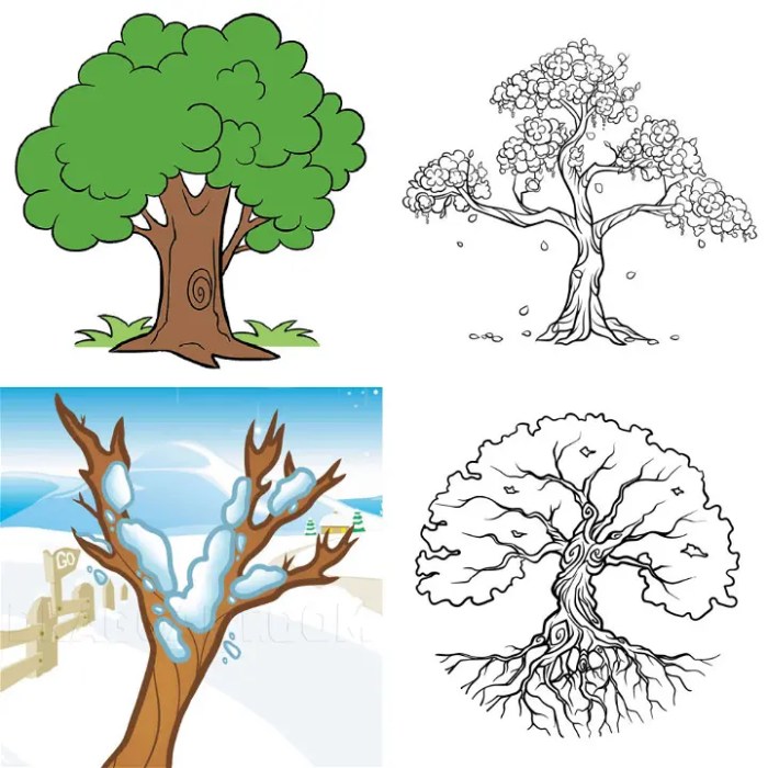 Leaf and tree drawing easy