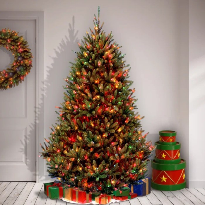 Christmas tree decor with colored lights