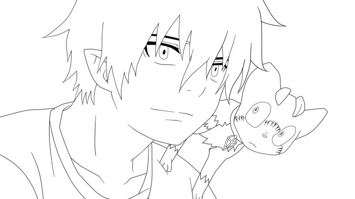 Easy and simple anime coloring pages