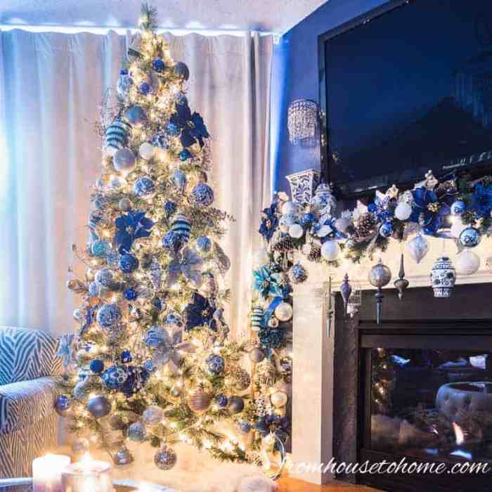 Blue and gold christmas tree decor