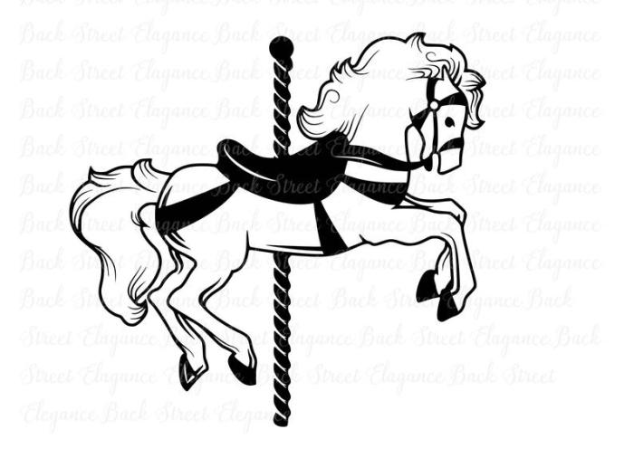 Easy carousel horse line drawing