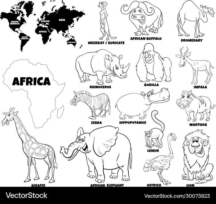 African game animals coloring pages