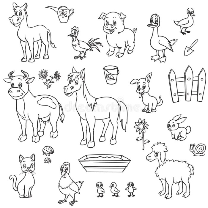 Farm animals bulk coloring book