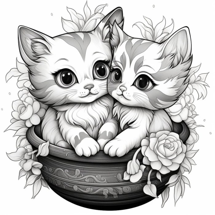 Cute anime kitten coloring pages